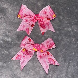 2 pink hair bows hand made